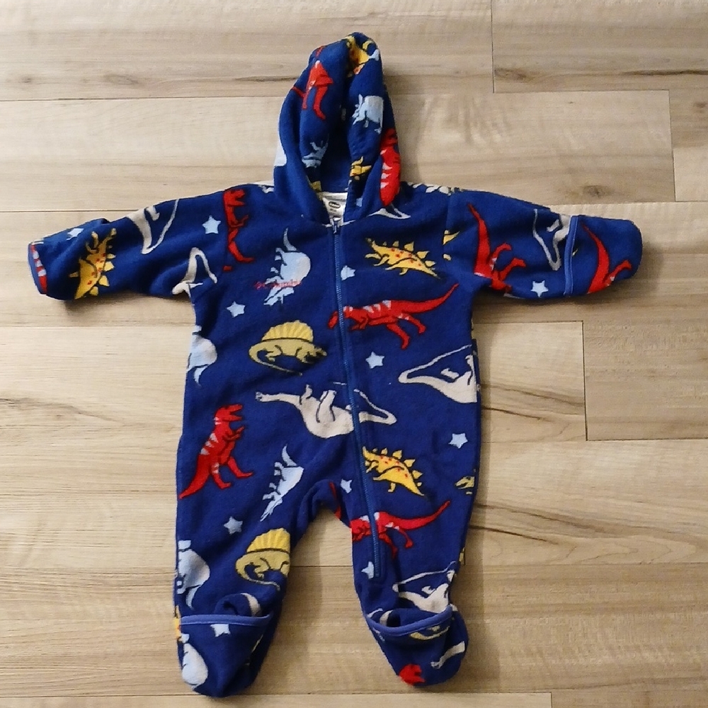 Columbia Dinosaur Print Outdoor Snowsuit Fleece Light Weight Size 12 Months (E)